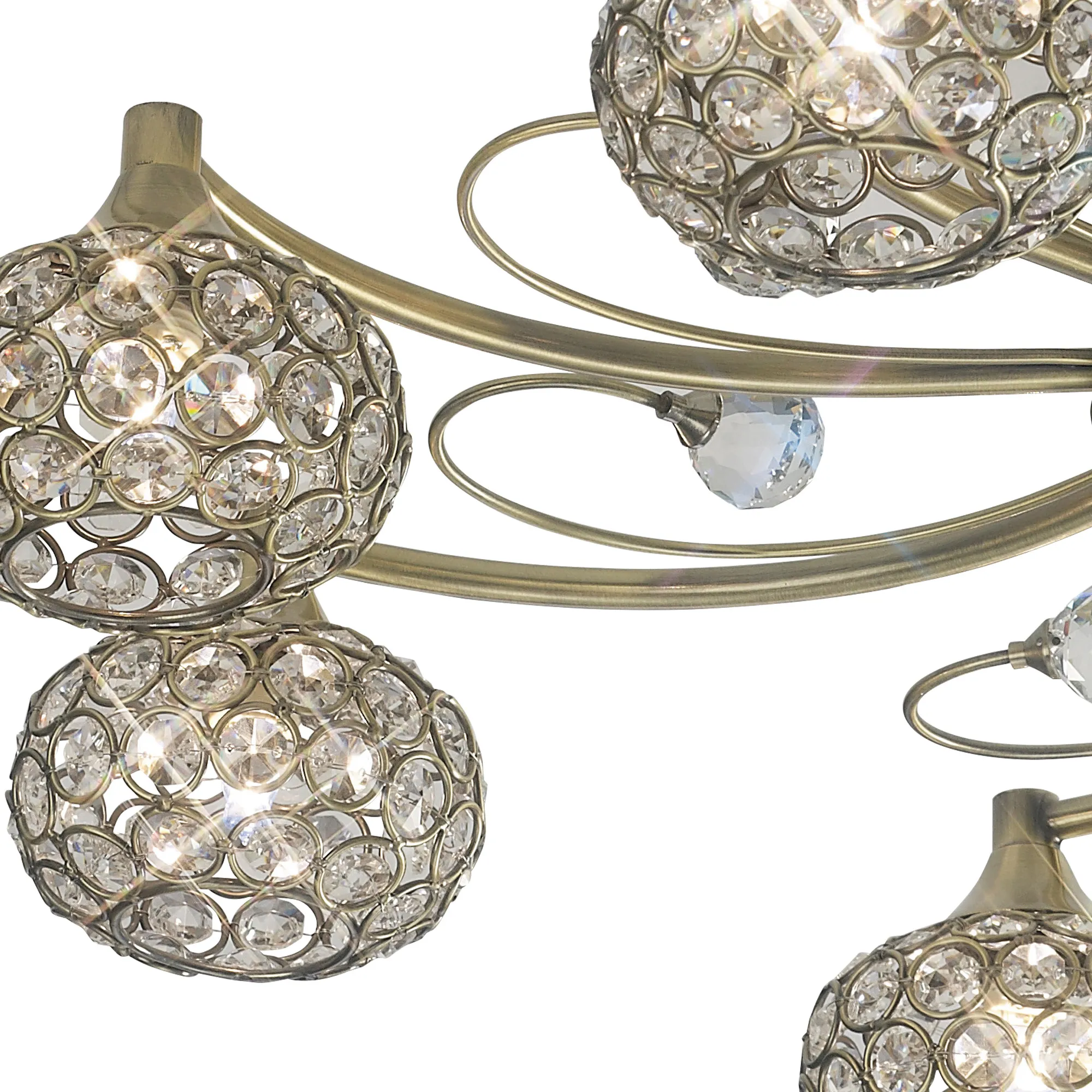 Cara Crystal Ceiling 8 Light Antique Brass IL30948  Diyas Cara Antique Brass